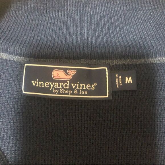 Vineyard Vines 1/4 Zip Pullover Blue Sweater 1E0388 Men's Sz Medium - Picture 3 of 6